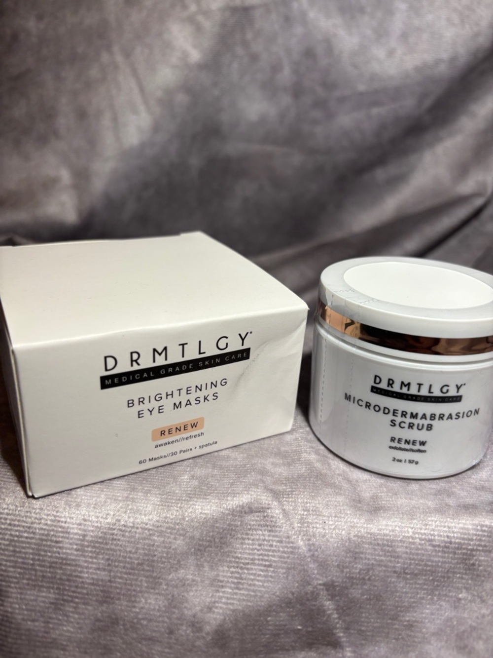 Renew Brightening Eye Masks & Microdermabrasion Scrub - White -BUNDLE
